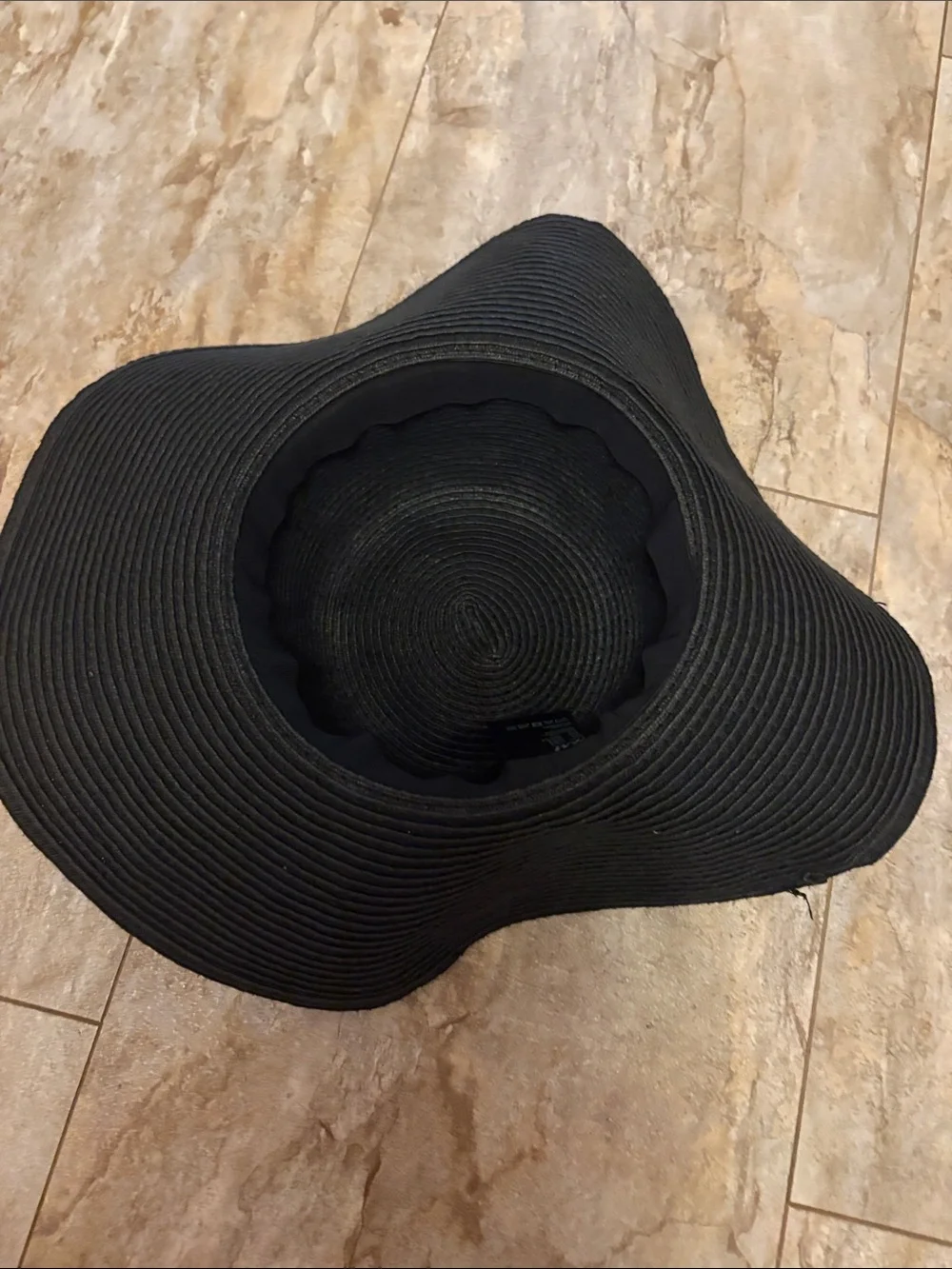 Black Wide Brim Sun Hat with Gold Accent - Women Accessories